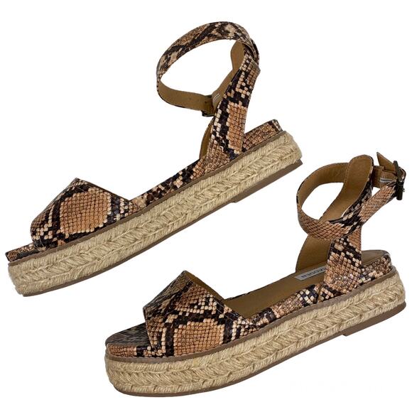 Steve Madden Gabrie Sandals Wedge Espadrille Snake Print Open Toe Womens 8M - Picture 7 of 10